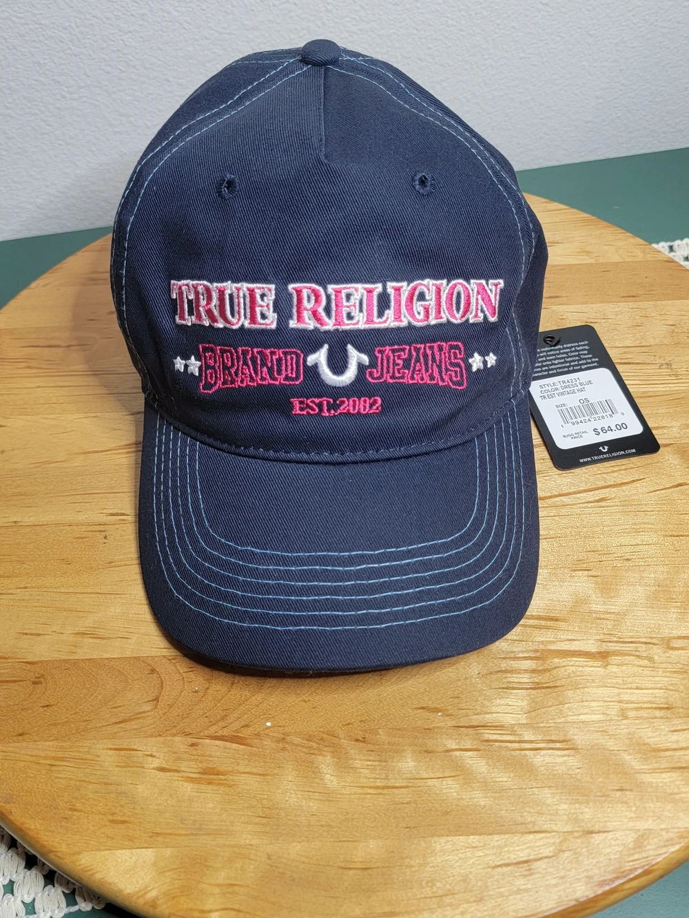 True Religion Navy Cap with Red Embroidery. New!